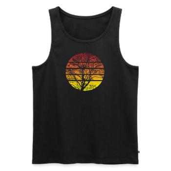 Tree Sunset - Hiking Outdoor - Men's Premium Organic Tank Top - black - Front - Michal (187cm)
