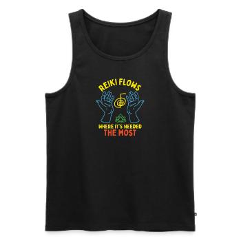 Reiki Flows Where It's Needed The Most - Männer Premium Bio Tank Top - Schwarz - Vorne - Michal (187cm)