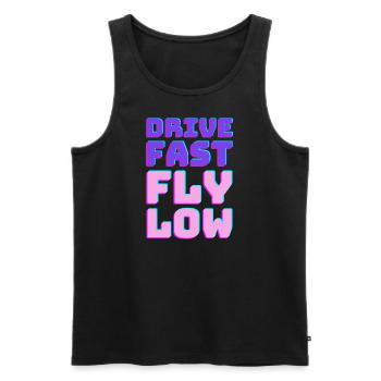 Drive Fast Fly Low - Retro - Männer Premium Bio Tank Top - Schwarz - Vorne - AI Model Male 178 light (178cm)