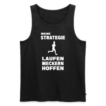 Meine Strategie Laufen Meckern Hoffen Marathon - Männer Premium Bio Tank Top - Schwarz - Vorne - Michal (187cm)