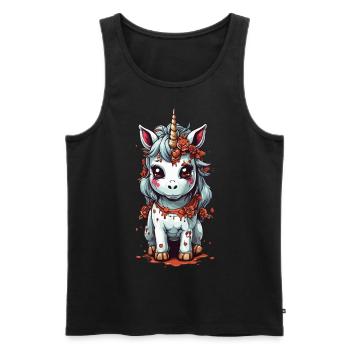 Kawaii Halloween Licorne mystique - Débardeur bio Premium Homme - noir - Devant - AI Model Male 178 light (178cm)