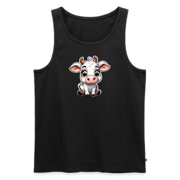 Vache mignonne - Débardeur bio Premium Homme - noir - Devant - AI Model Male 178 light (178cm)