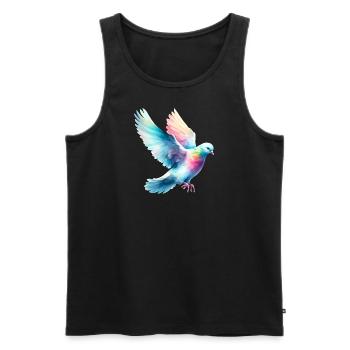 Rainbow Flight: Fliegende Taube - Männer Premium Bio Tank Top - Schwarz - Vorne - Michal (187cm)