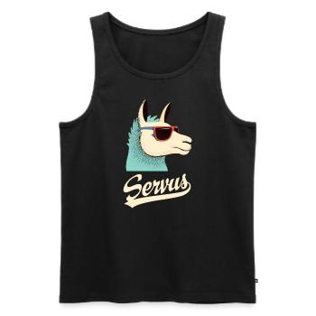 Servus Lama Alpaka Trachtenshirt Spruch - Männer Premium Bio Tank Top - Schwarz - Vorne - Michal (187cm)