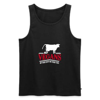 Vegan My Food Poops On Your Anti Saying Cow - Men's Premium Organic Tank Top - black - Front - AI Model Male 178 light (178cm)