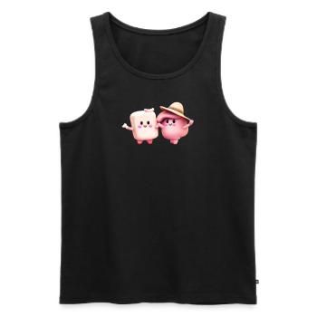 Marshmallow Pärchen - Männer Premium Bio Tank Top - Schwarz - Vorne - Michal (187cm)