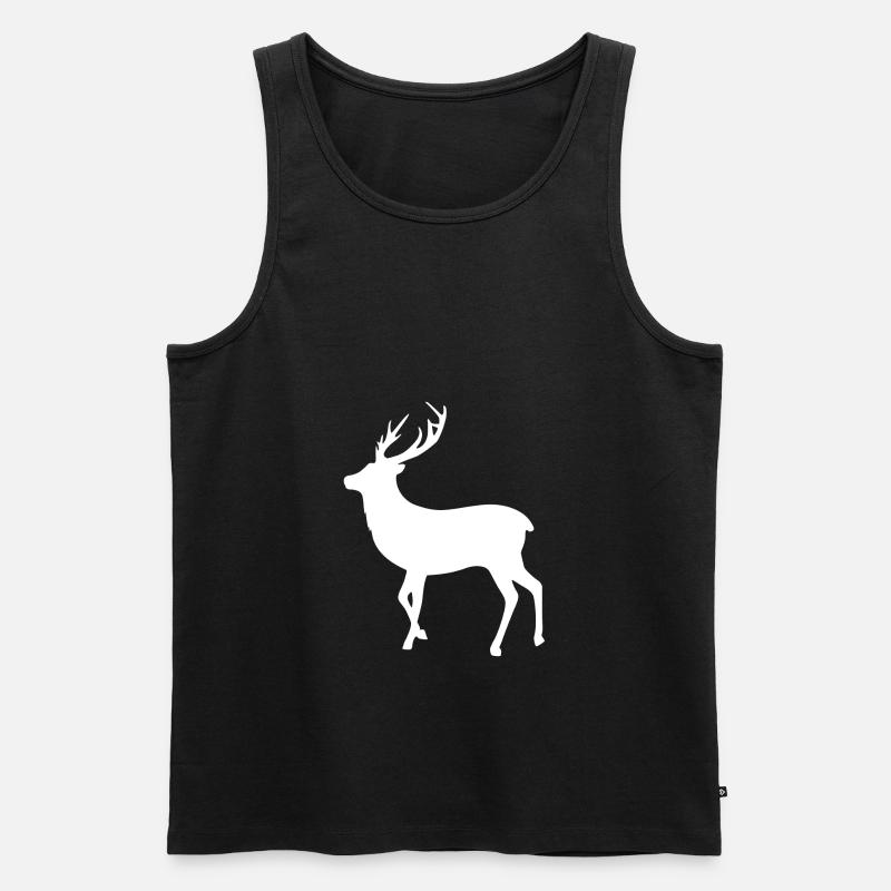 Reh mit Geweih - Männer Premium Bio Tank Top - Schwarz