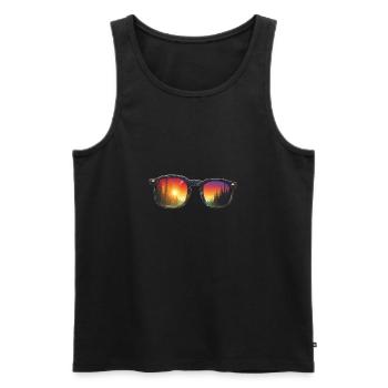 Sunglasses / Reflection / Forest / Reflection - Men's Premium Organic Tank Top - black - Front - AI Model Male 178 light (178cm)