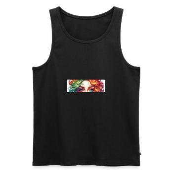 Frau / hübsch / Porträt / buntes Haar / Model - Männer Premium Bio Tank Top - Schwarz - Vorne - Michal (187cm)