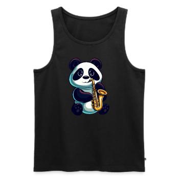 panda saxophone klassische musik jazz - Männer Premium Bio Tank Top - Schwarz - Vorne - Michal (187cm)
