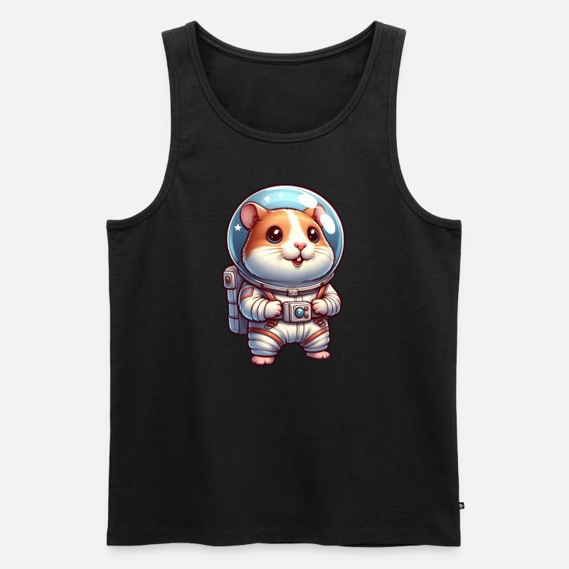 Mignon hamster astronaute dans l’espace - Débardeur bio Premium Homme - noir