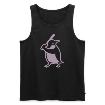 Silhouette de joueur de baseball pingouin - Débardeur bio Premium Homme - noir - Devant - Michal (187cm)