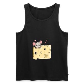 Hungrige Maus Löcher Käse - Männer Premium Bio Tank Top - Schwarz - Vorne - AI Model Male 178 light (178cm)