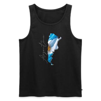 Argentinien Flagge in der Argentinien Landkarte EN - Männer Premium Bio Tank Top - Schwarz - Vorne - AI Model Male 178 light (178cm)