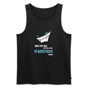 Der Will nur Hardtekk hören - Männer Premium Bio Tank Top - Schwarz - Vorne - AI Model Male 178 light (178cm)