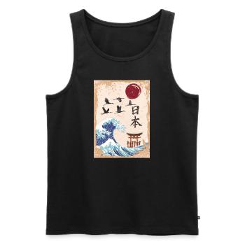Japanese Art Great Wave off Kanagawa - Men's Premium Organic Tank Top - black - Front - Michal (187cm)