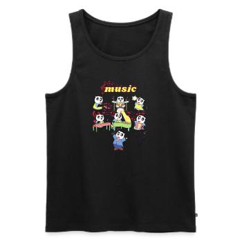Musik Pandas - Männer Premium Bio Tank Top - Schwarz - Vorne - AI Model Male 178 light (178cm)
