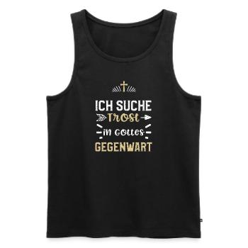 Ich suche Trost in Gottes Gegenwart - Männer Premium Bio Tank Top - Schwarz - Vorne - AI Model Male 178 light (178cm)
