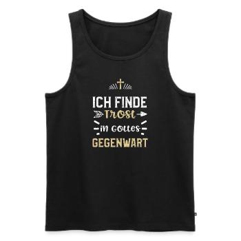 Ich finde Trost in Gottes Gegenwart - Männer Premium Bio Tank Top - Schwarz - Vorne - AI Model Male 178 light (178cm)
