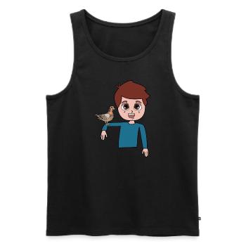 Pigeon boy design for pigeon lovers - Men's Premium Organic Tank Top - black - Front - AI Model Male 178 light (178cm)