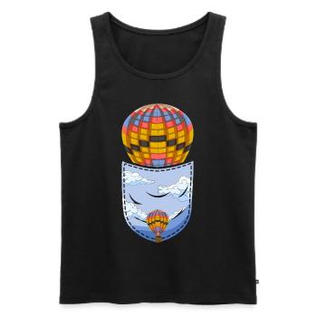 Ballonfahrt Geschenk Brusttasche Heißluftballon - Männer Premium Bio Tank Top - Schwarz - Vorne - AI Model Male 178 light (178cm)