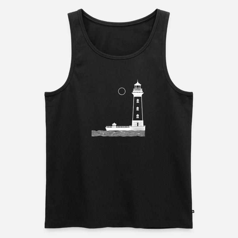 Leuchtturm 2 weiß - Männer Premium Bio Tank Top - Schwarz