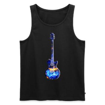 Blues guitare électrique « Universe » - Débardeur bio Premium Homme - noir - Devant - AI Model Male 178 light (178cm)