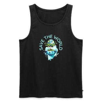 Rette die Welt | Klimawandel, co2, Erde, Umwelt - Männer Premium Bio Tank Top - Schwarz - Vorne - Michal (187cm)