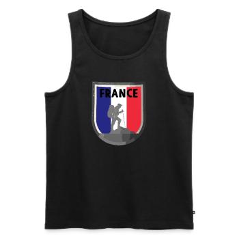 Drapeau de la France Look en détresse Drapeau français - Débardeur bio Premium Homme - noir - Devant - AI Model Male 178 light (178cm)