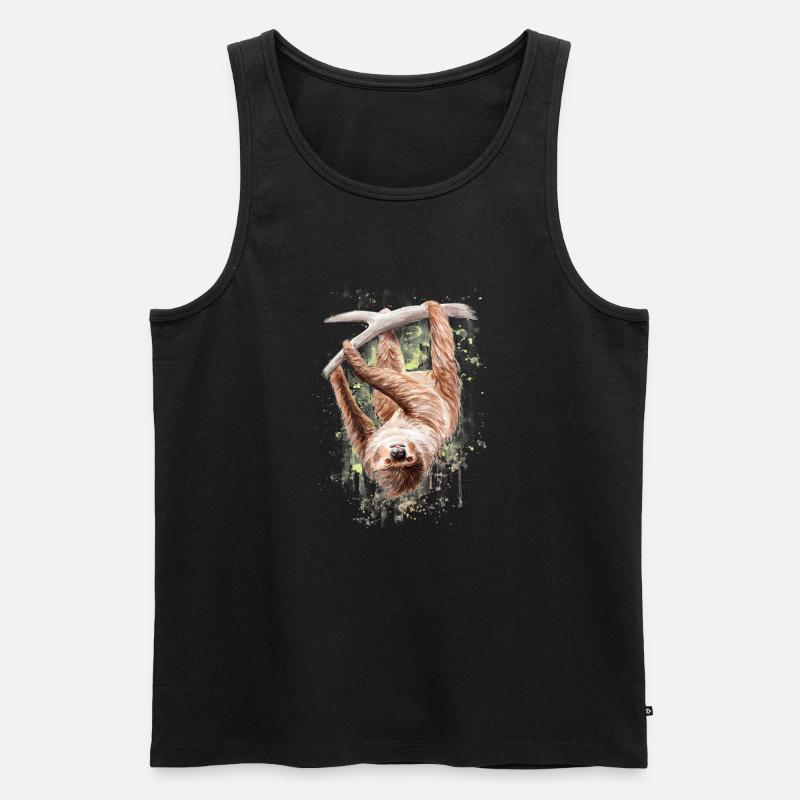 Faultier - Männer Premium Bio Tank Top - Schwarz
