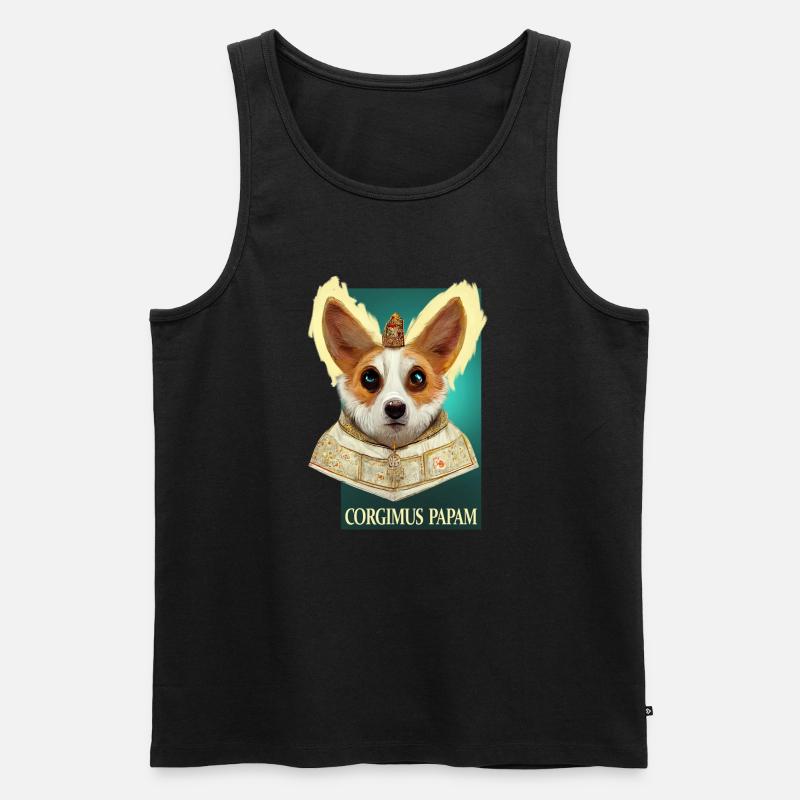 Corgi Papst - Männer Premium Bio Tank Top - Schwarz