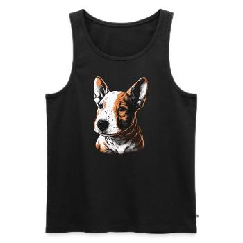 Chiot Bull Terrier - Débardeur bio Premium Homme - noir - Devant - Michal (187cm)