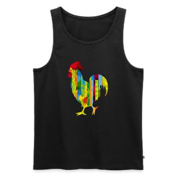 bunter Hahn im Graffiti und Streifen Design - Männer Premium Bio Tank Top - Schwarz - Vorne - AI Model Male 178 light (178cm)