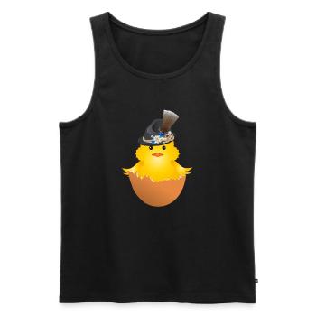 Bavarian chick with traditional hat in eggshell - Men's Premium Organic Tank Top - black - Front - AI Model Male 178 light (178cm)