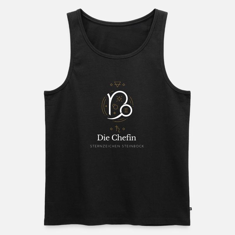 Steinbock Chefin Stil Grafik - Männer Premium Bio Tank Top - Schwarz