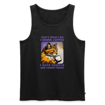 Caffeine-Powered Cat Lover - Men's Premium Organic Tank Top - black - Front - AI Model Male 178 light (178cm)