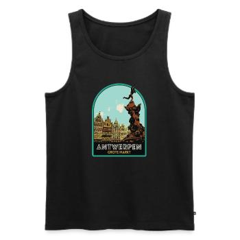 Picturesque illustration of the Grand Place - Men's Premium Organic Tank Top - black - Front - Michal (187cm)