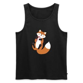 Verspielter Fuchs mit Zuckerstange für Weihnachten - Männer Premium Bio Tank Top - Schwarz - Vorne - AI Model Male 178 light (178cm)