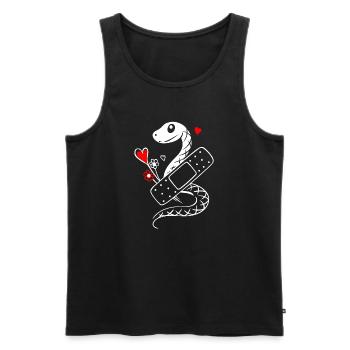 Snake with plasters and hearts - Get well soon - Men's Premium Organic Tank Top - black - Front - AI Model Male 178 light (178cm)
