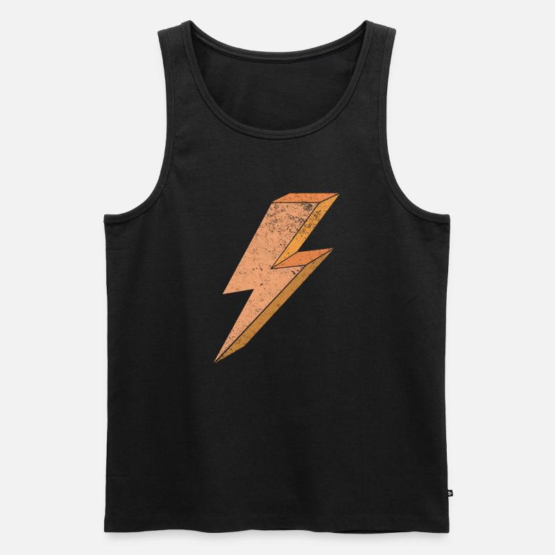 Blitzsymbol in warmem Orange 3D - Männer Premium Bio Tank Top - Schwarz
