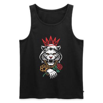 Gangster Tiger Crown Streetwear - Débardeur bio Premium Homme - noir - Devant - Michal (187cm)