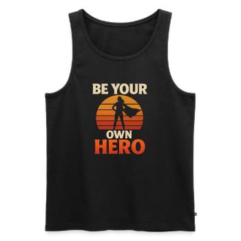 Be Your Own Hero – Stylish Empowerment Statemen - Men's Premium Organic Tank Top - black - Front - Michal (187cm)