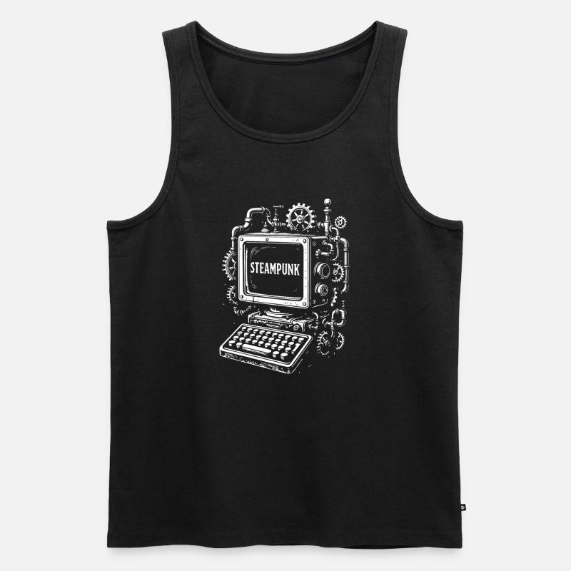 Steampunk Computer Getriebe - Männer Premium Bio Tank Top - Schwarz
