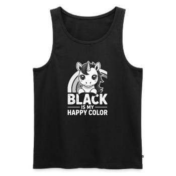 Schwarze Einhorn-Happy Color - Männer Premium Bio Tank Top - Schwarz - Vorne - Michal (187cm)