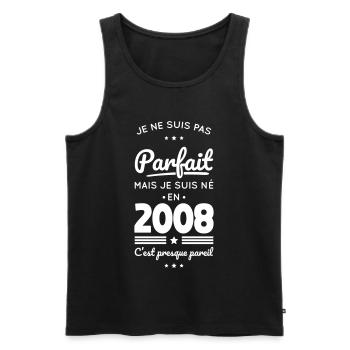 Né en 2008 – Pas parfait mais presque - Débardeur bio Premium Homme - noir - Devant - Michal (187cm)