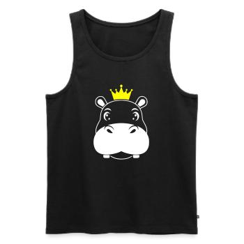 Roi Hippopotame Prince Héritier Vector - Débardeur bio Premium Homme - noir - Devant - Michal (187cm)