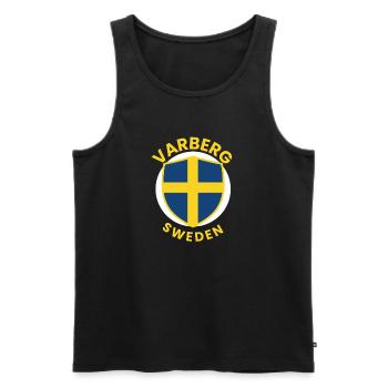 Swedish Shield Flag Emblem - Men's Premium Organic Tank Top - black - Front - AI Model Male 178 light (178cm)