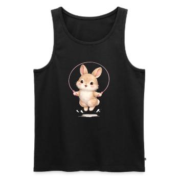 Cute bunny jumping rope - Men's Premium Organic Tank Top - black - Front - AI Model Male 178 light (178cm)