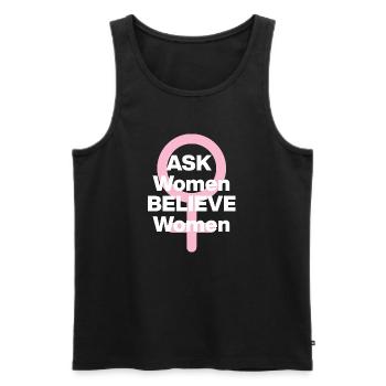 DEMANDEZ AUX FEMMES, CROYEZ LES FEMMES ! ♀️ POUVOIR FÉMININ, LES FILLES - Débardeur bio Premium Homme - noir - Devant - AI Model Male 178 light (178cm)