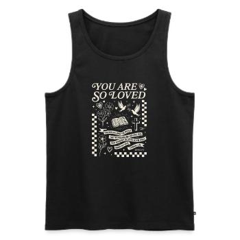 You Are Loved - John 3:16 Art - Men's Premium Organic Tank Top - black - Front - AI Model Male 178 light (178cm)